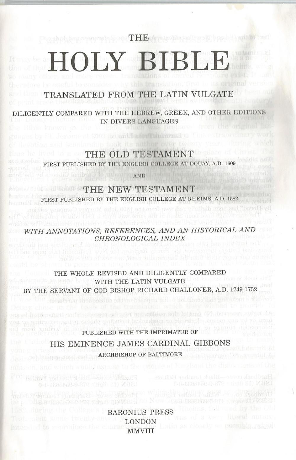 Douay-Rheims Bible Title Page